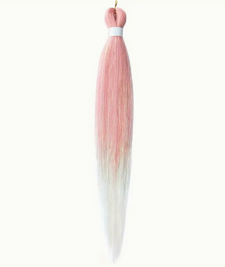 Synthetic Braiding Hair with Tinsel - Pink to White Ombre