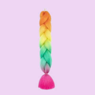 Synthetic Braiding Hair - Rainbow  Ombre with Pink Ends - Tangled Hair Care