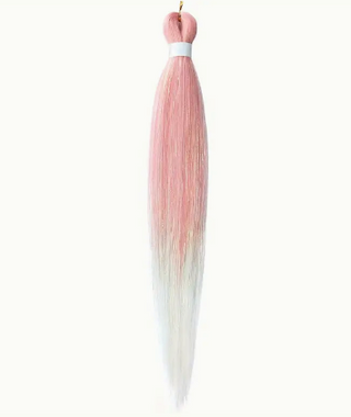 Synthetic Braiding Hair with Tinsel - Pink to White Ombre - Tangled Hair Care
